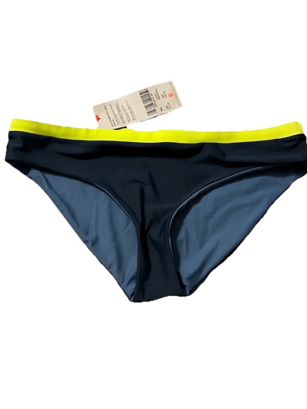 New NWT Sweaty Betty Synchronized, Reversible Women’s Bikini Bottom L Blue Logo